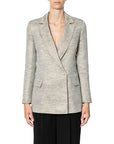 Lurex-Blend Linen Double-Breasted Blazer