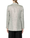 Lurex-Blend Linen Double-Breasted Blazer
